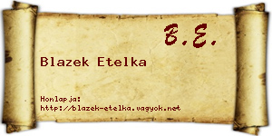 Blazek Etelka névjegykártya